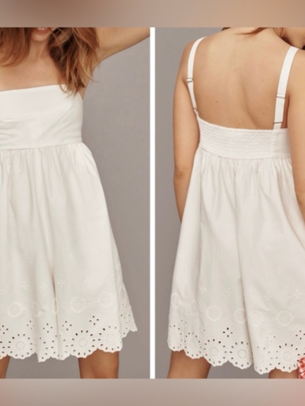Anthropologie White Eyelet Strap Sundress Romper